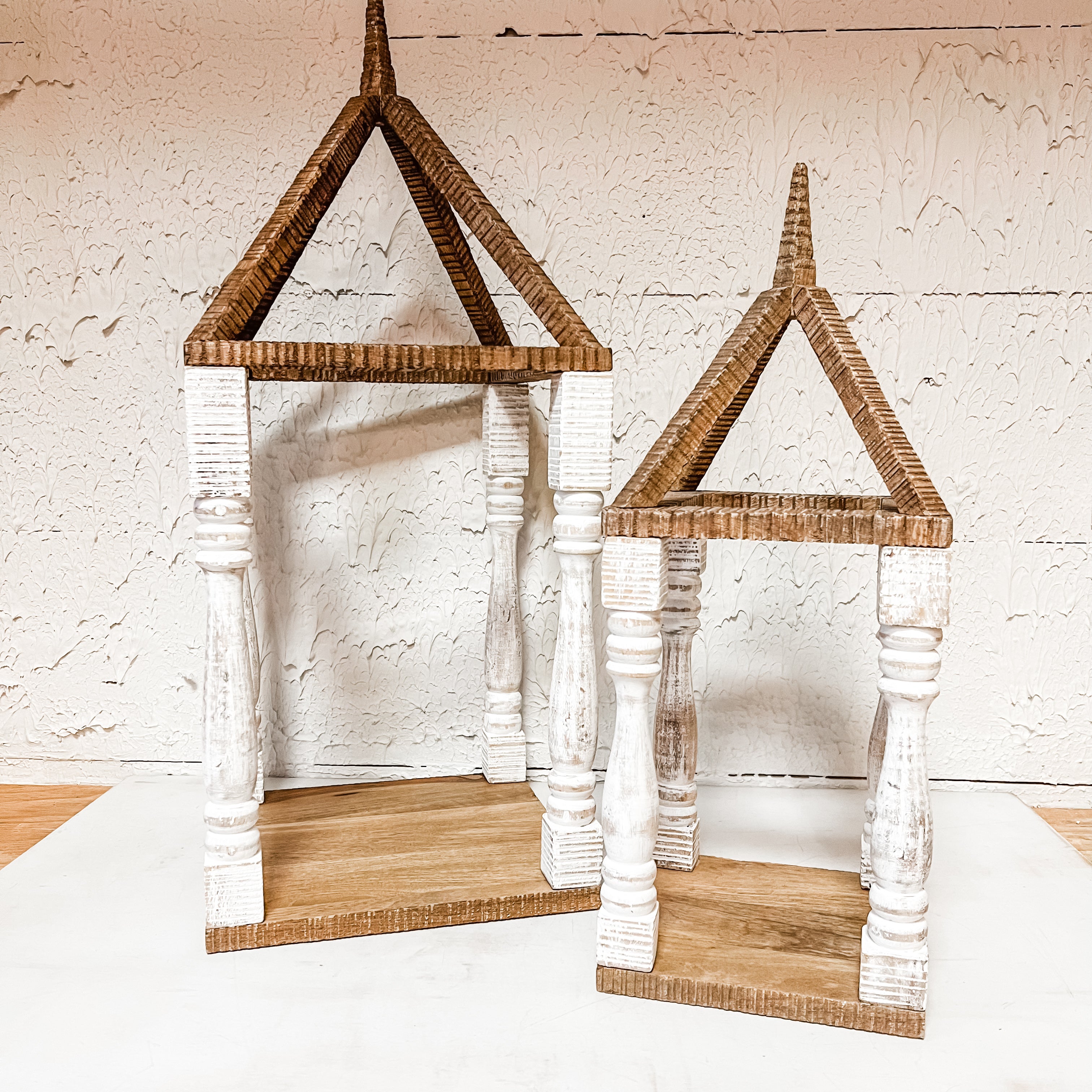 White washed baluster lanterns small and large the rustic barn ct