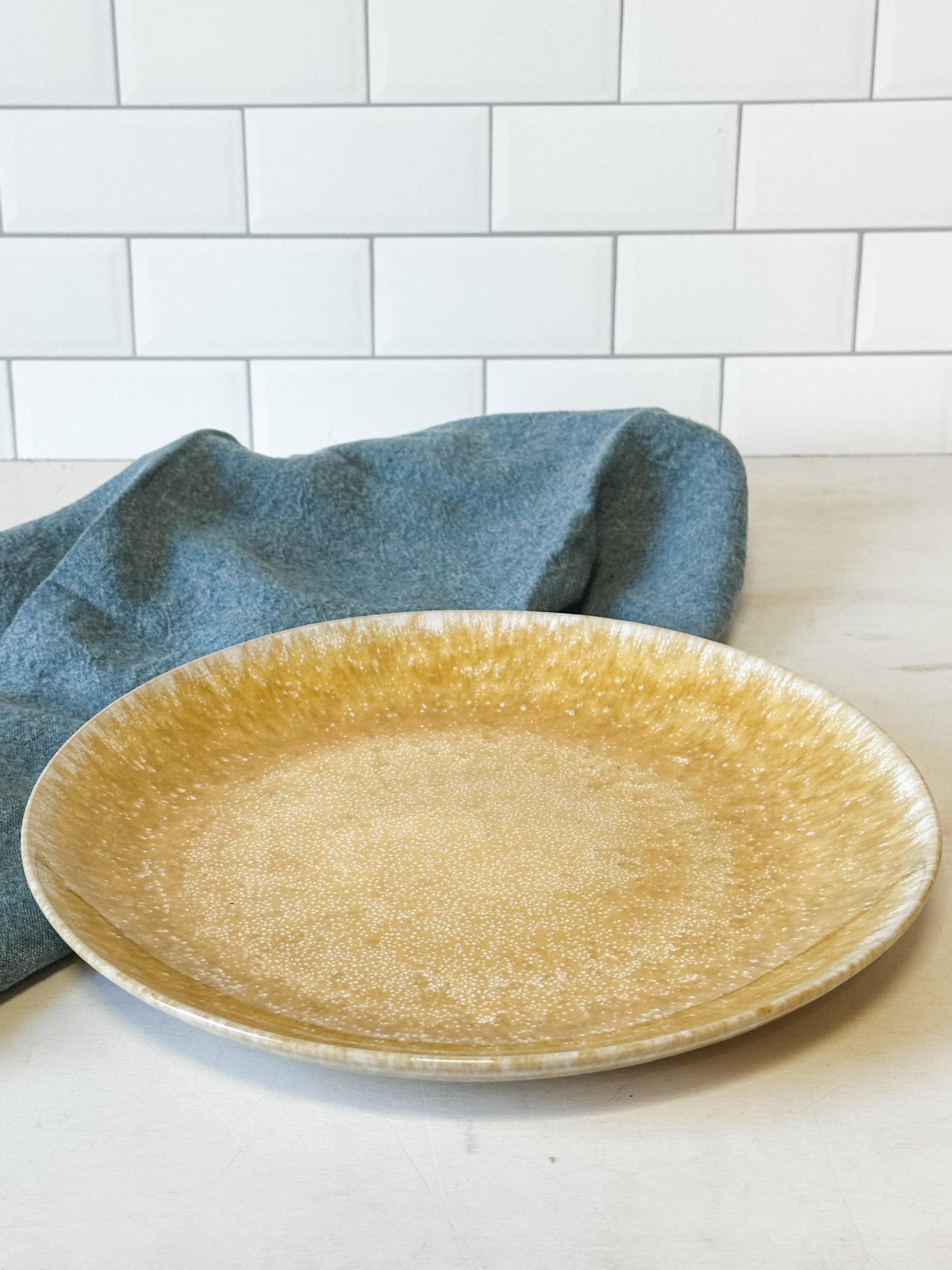 10.5 inch yellow stoneare dinner plate at the rustic barn in killingworth ct