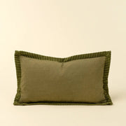 corded moss green velvet edge pillow at the rustic barn in killingworth ct