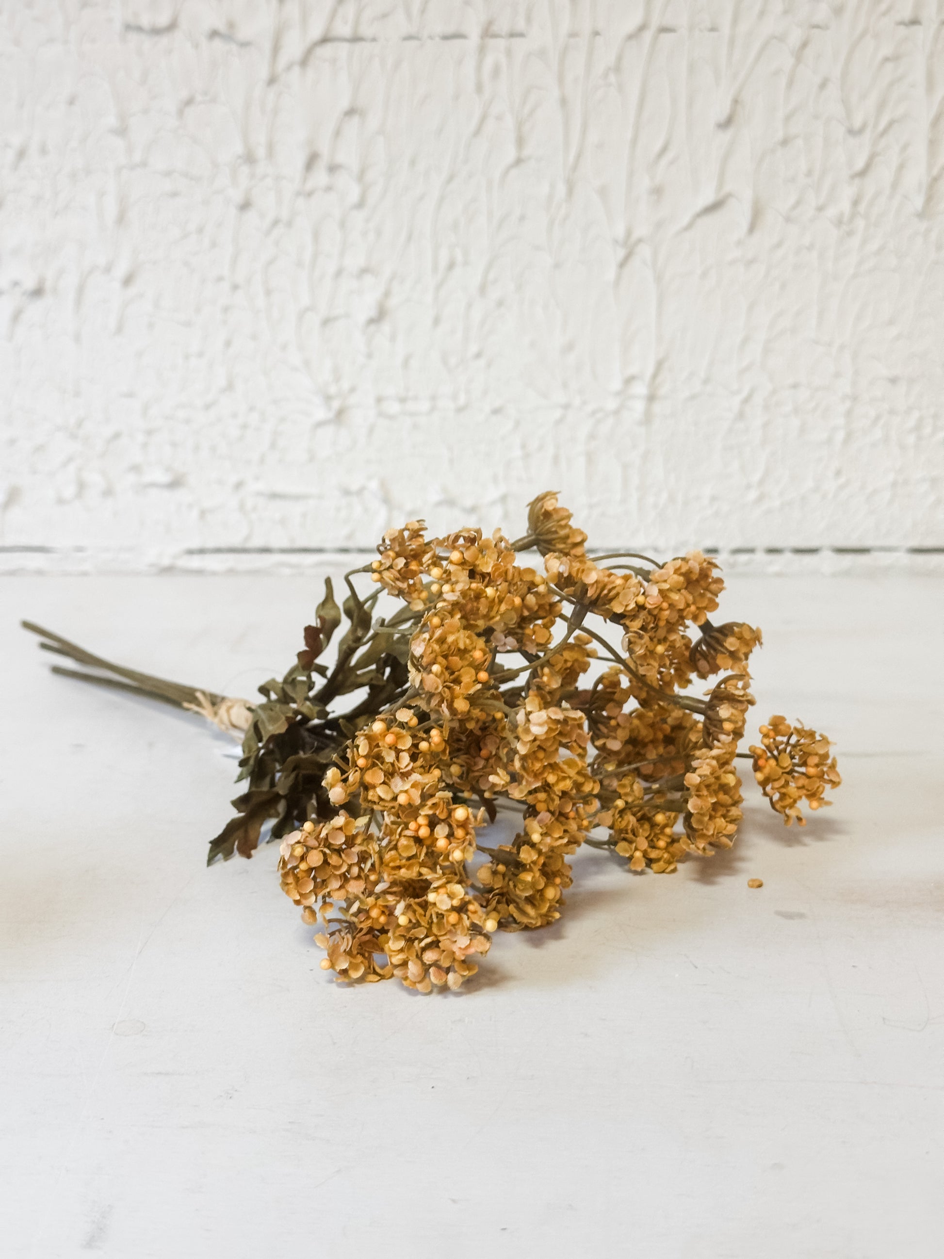 13 inch mustard colored faux fennel flower bundle at The Rustic Barn in Killingworth CT