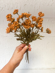 13 inch pumpkin colored faux fennel flower bundle at The Rustic Barn in Killingworth CT