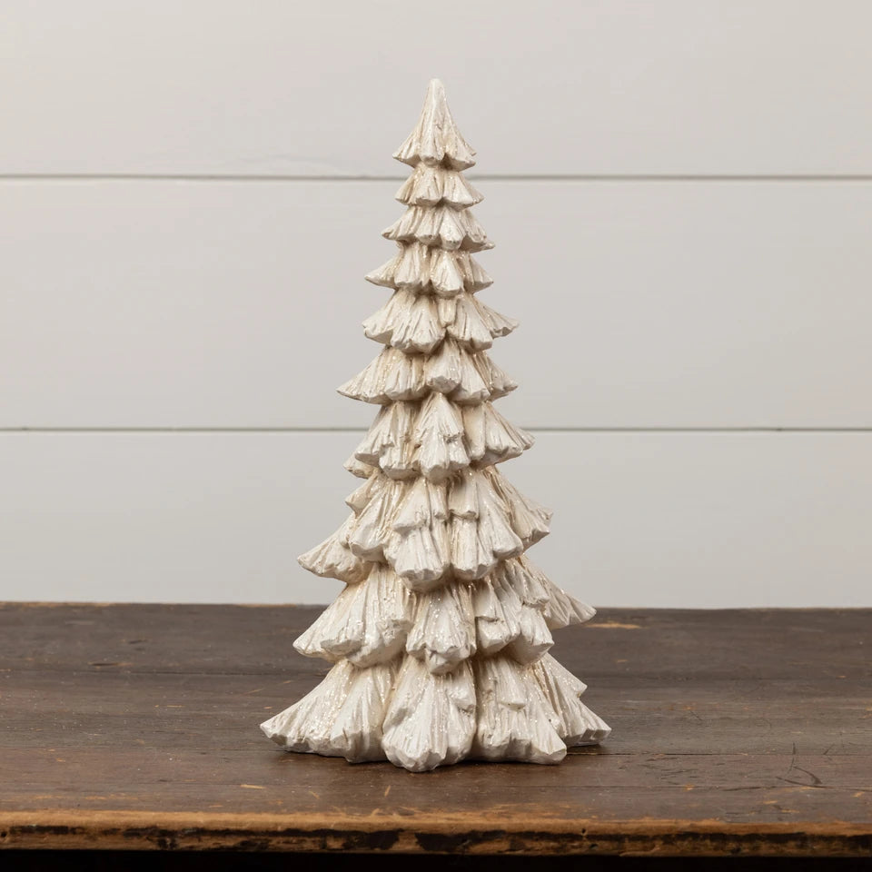 15 inch glittered cream christmas tree at the rustic barn in killinworth ct