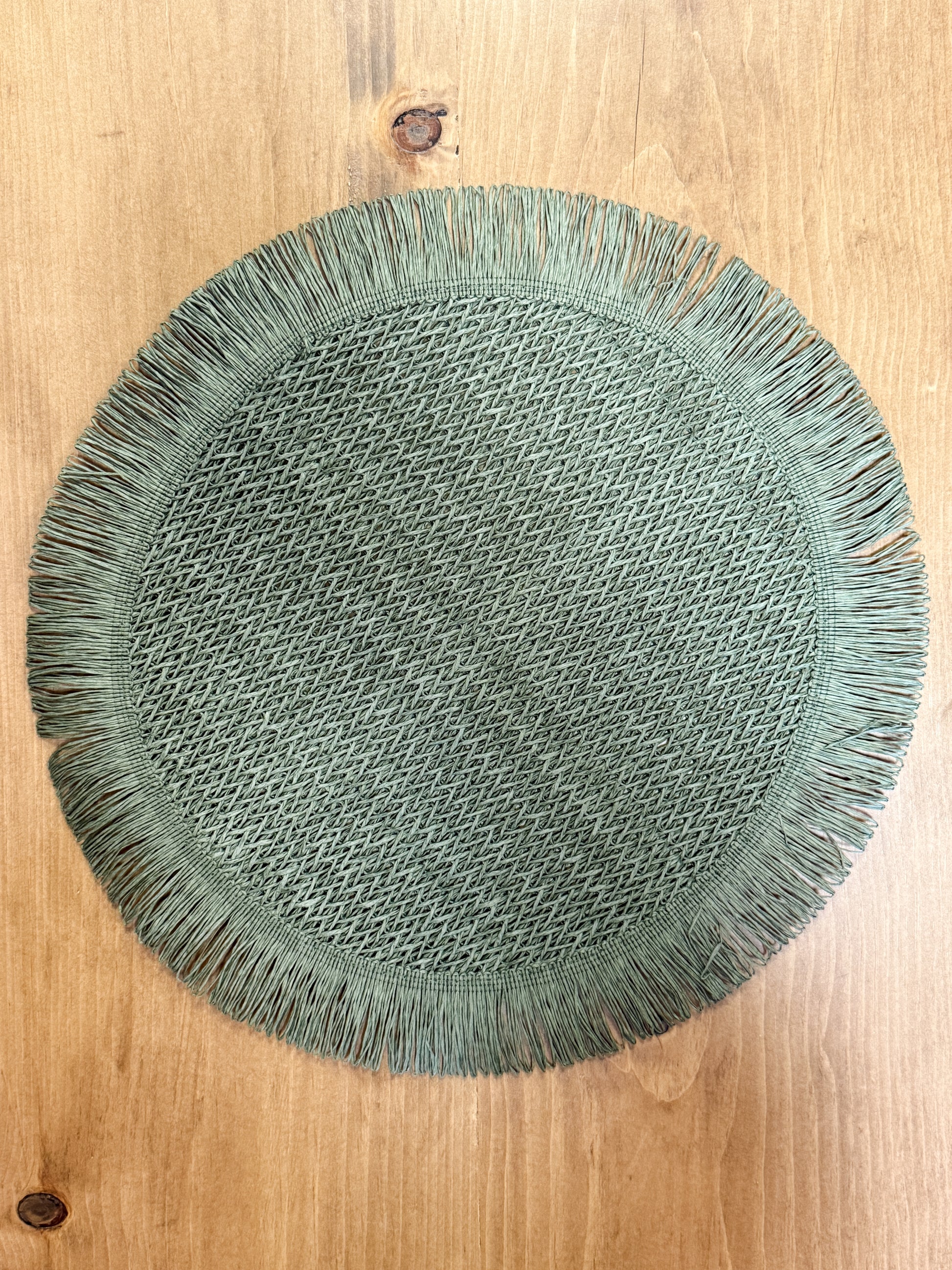 15 inch round woven placemat with fringe for fall at the Rustic Barn in Killingworth CT