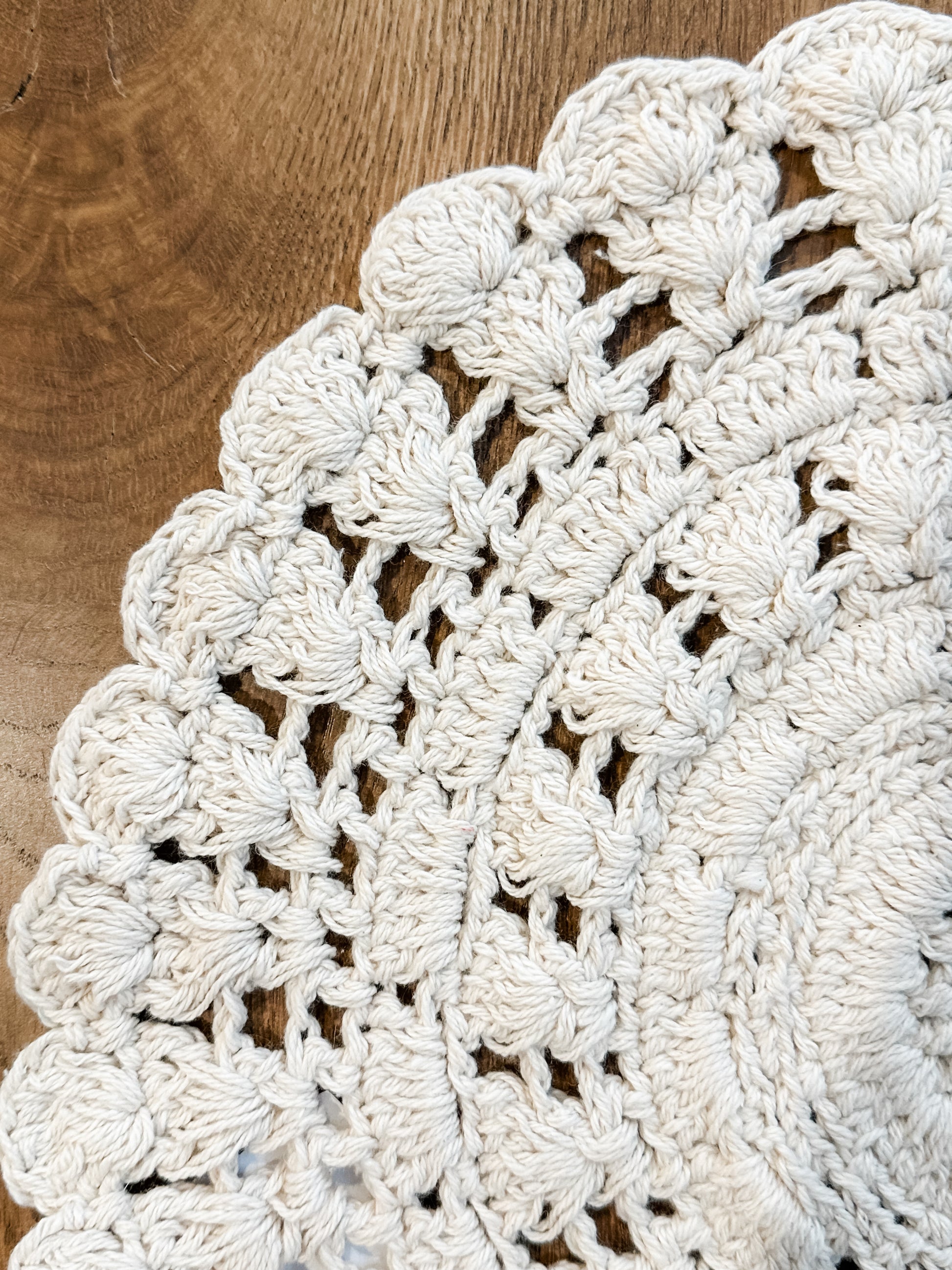 15" raunchy crocheted cotton blend placemat at The Rustic Barn in Killingworth, CT