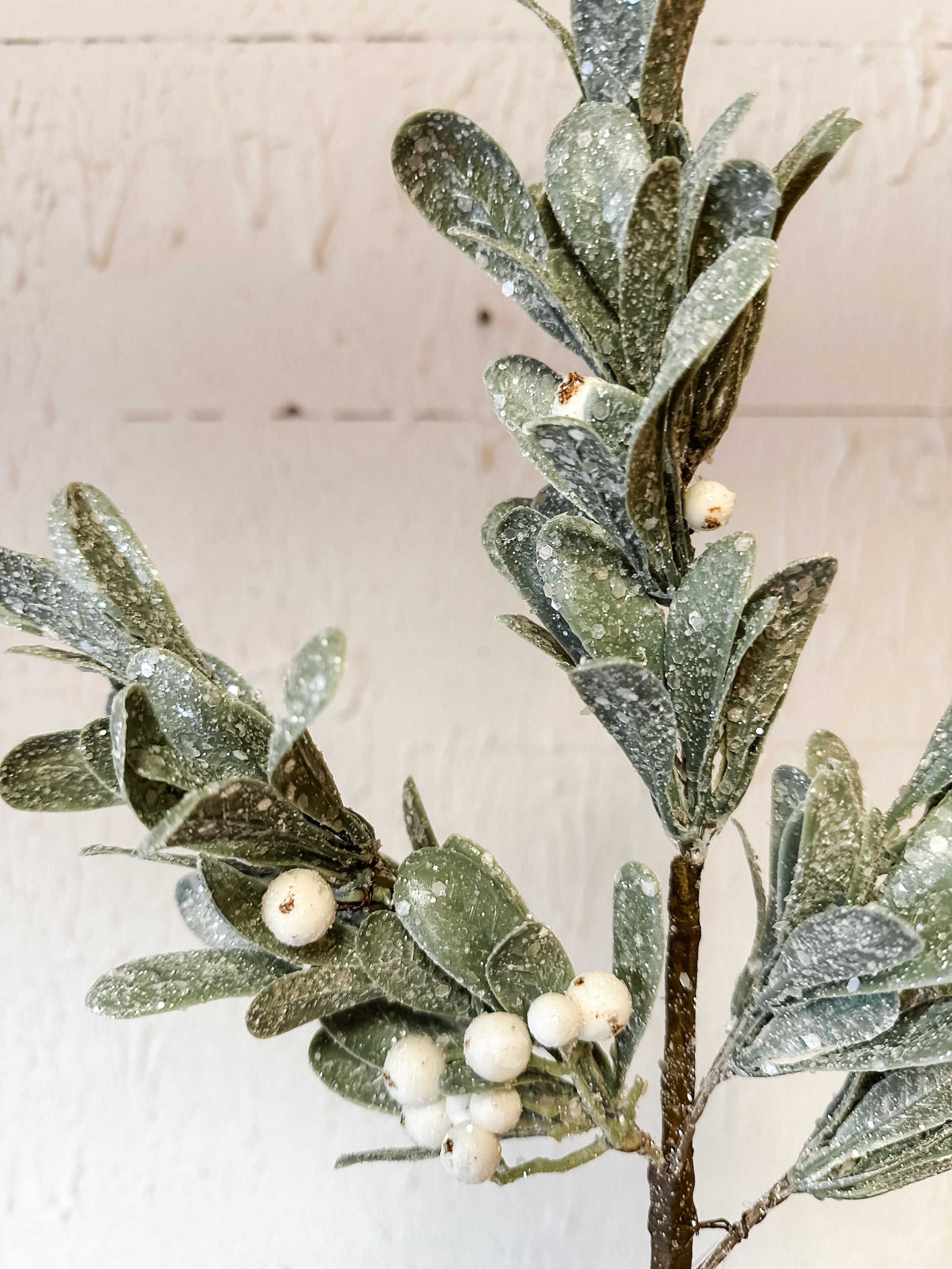 16 inch glittering mistletoe pick at The Rustic Barn in Killingworth CT