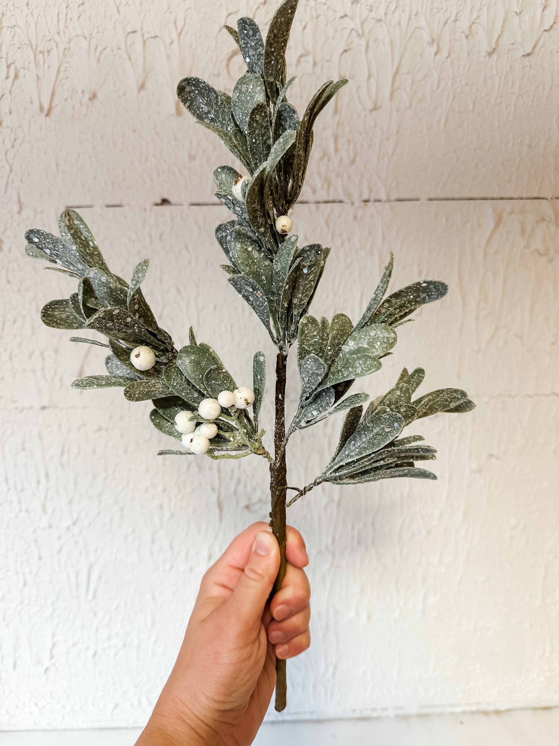 16 inch glittering mistletoe pick at The Rustic Barn in Killingworth CT