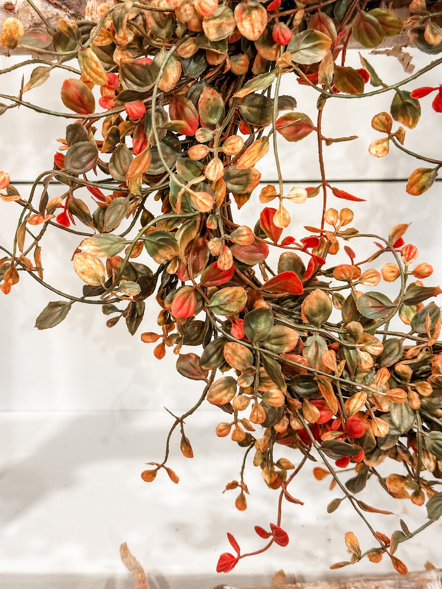 16 inch red and green fall bog pimpernel wreath at the rustic barn in killingworth ct