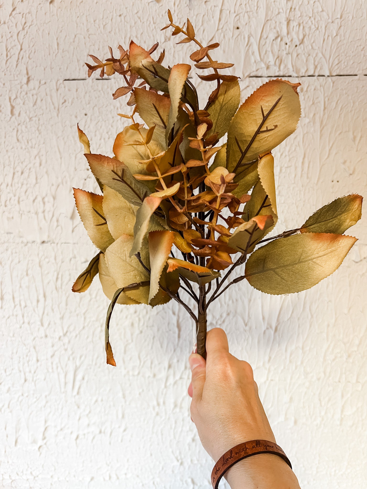 rustic brown eucalyptus and laurel leaf fall stem at the rustic barn in killingworth ct