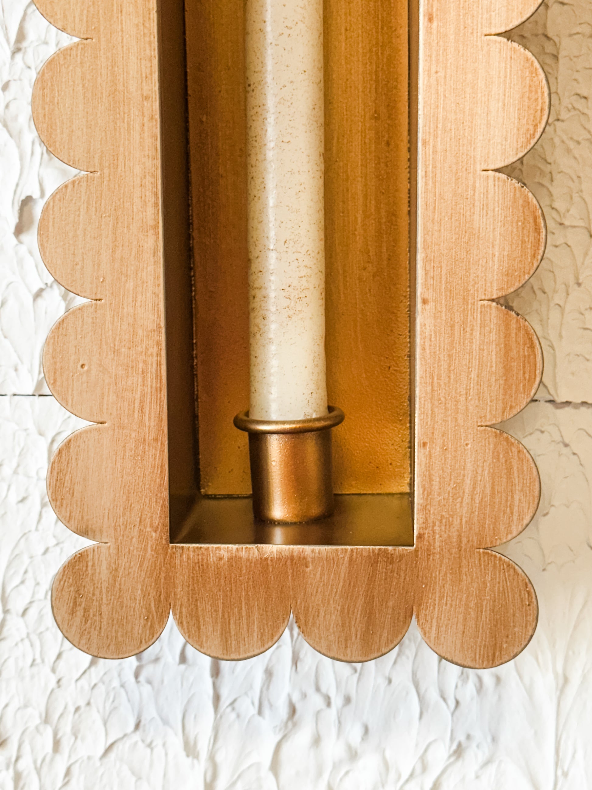 16 inch Scalloped Gold Metal Wall Sconce at the Rustic Barn in Killingworth, CT