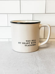 16 ounce stoneware cream mug with heartfelt saying at the rustic barn in killingworth ct