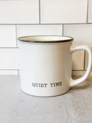 16 ounce cream quiet time ceramic mug at the rustic barn in killingworth ct