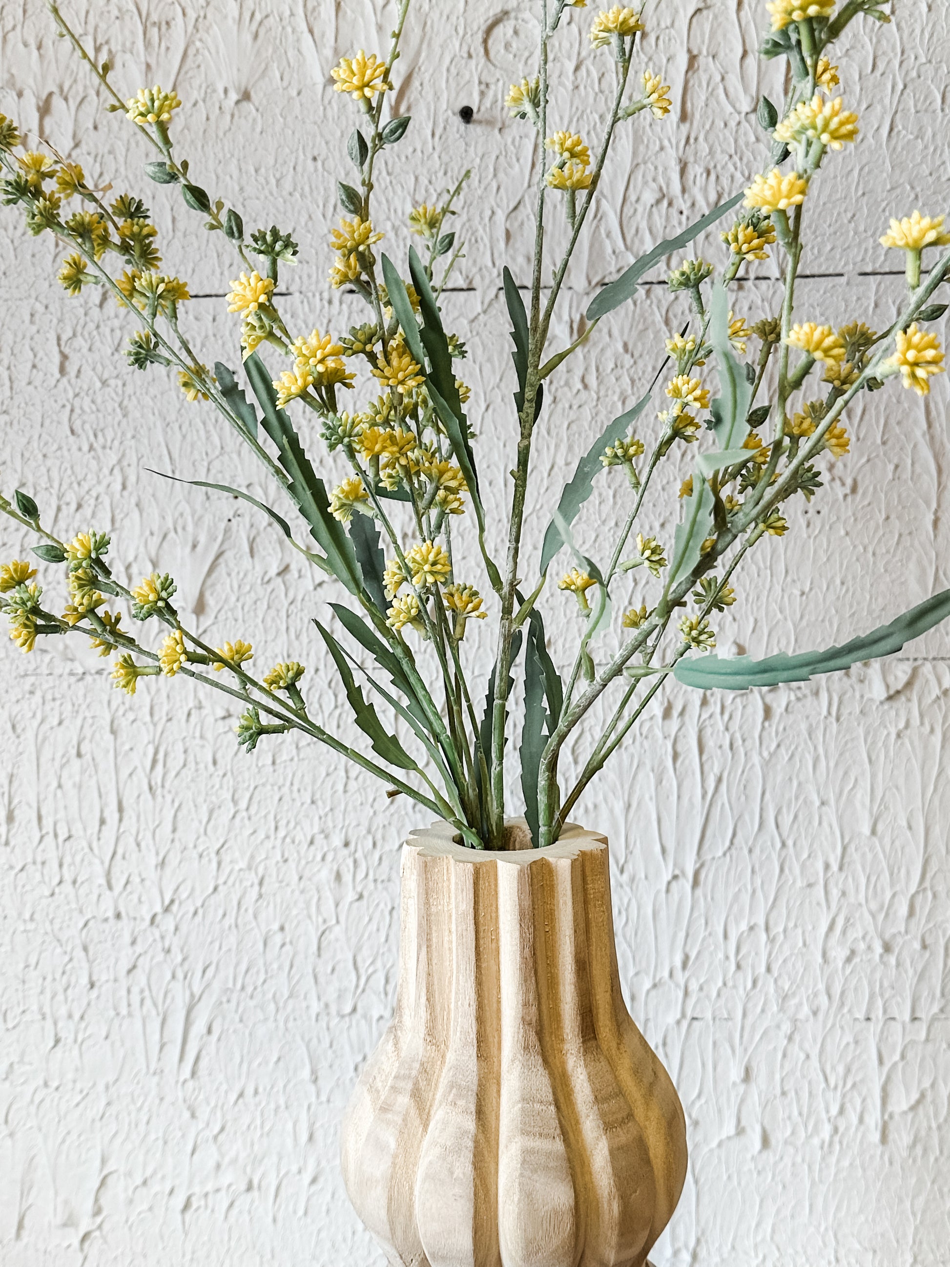 hand carved paulownia wood vase 17 inches high at the rustic barn in Killingworth ct