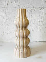 hand carved paulownia wood vase 17 inches high at the rustic barn in Killingworth ct