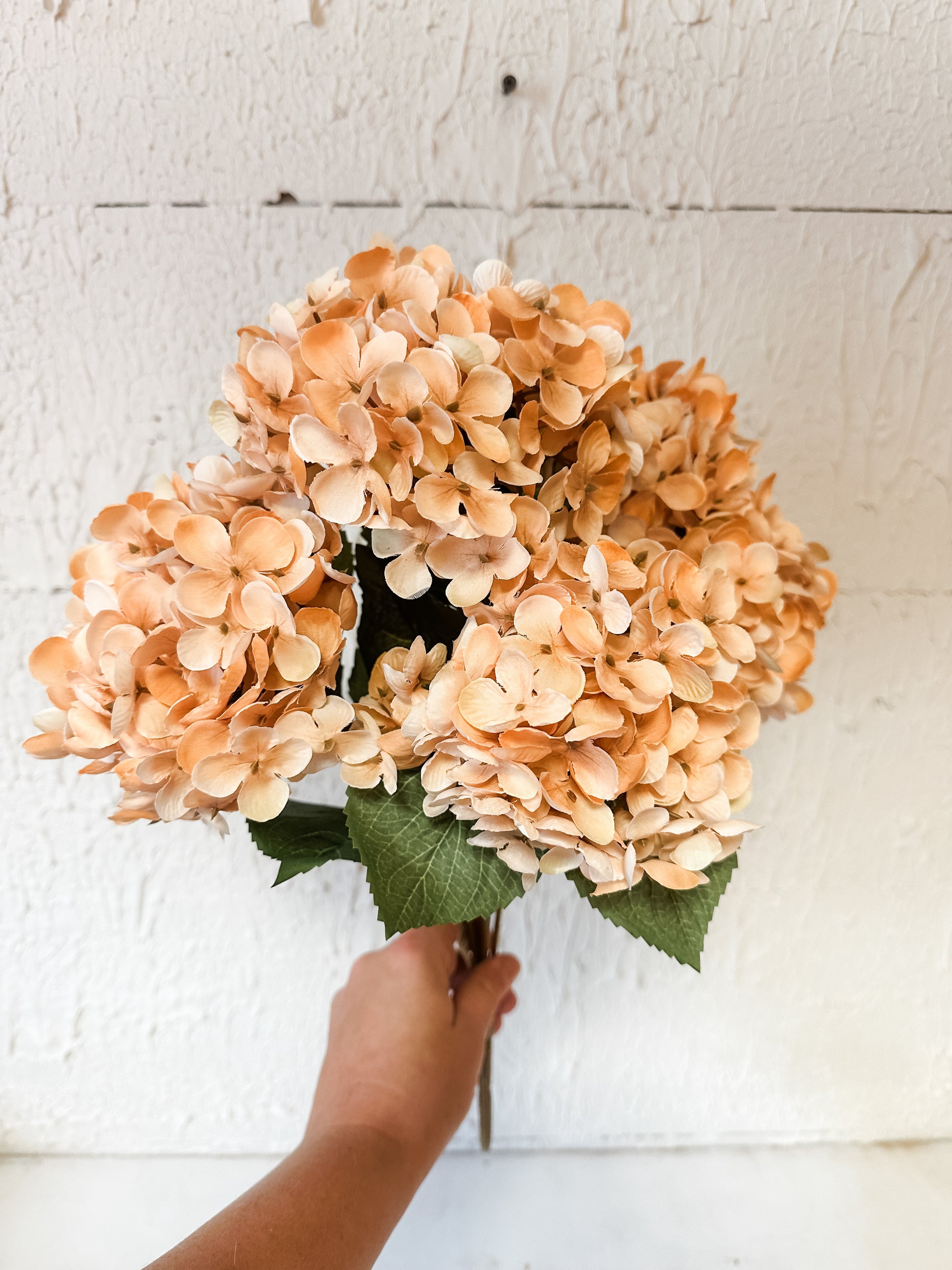18 inch faux beige hydrangea bush at the Rustic Barn in Killingworth CT