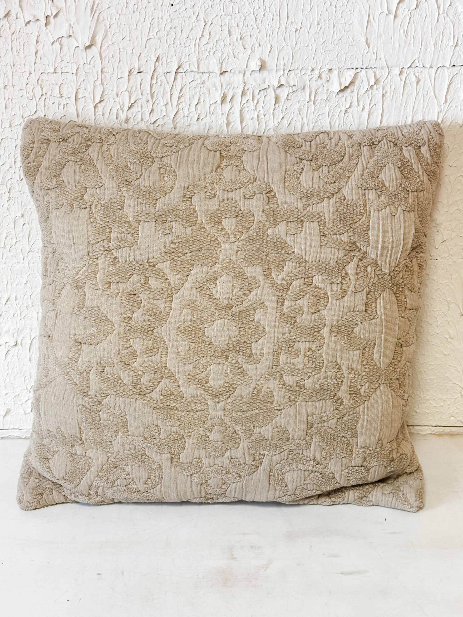 18 inch square cotton woven chenille pillow at The Rustic Barn in Killingworth CT