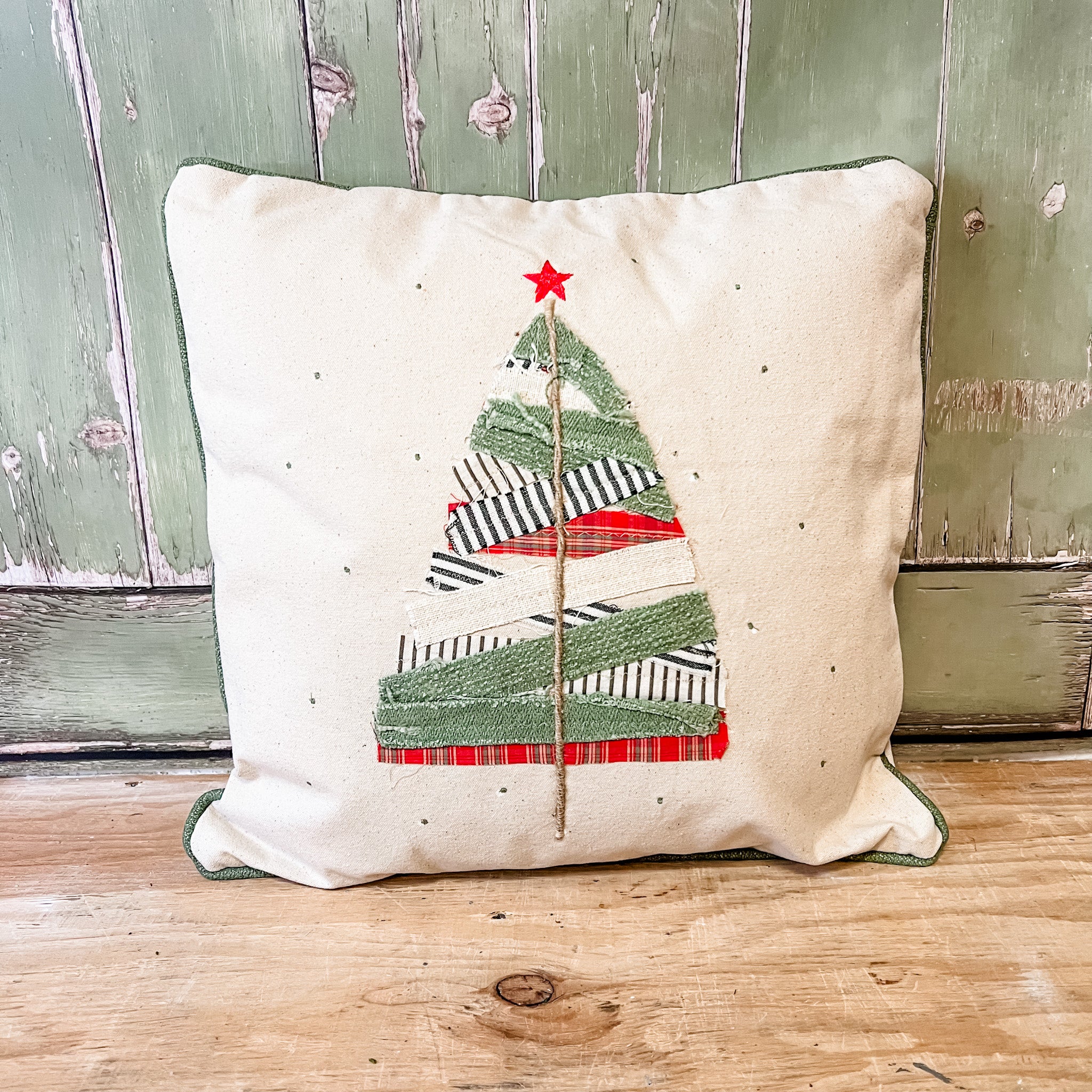 18" Square Cotton Appliquéd Tree Pillow