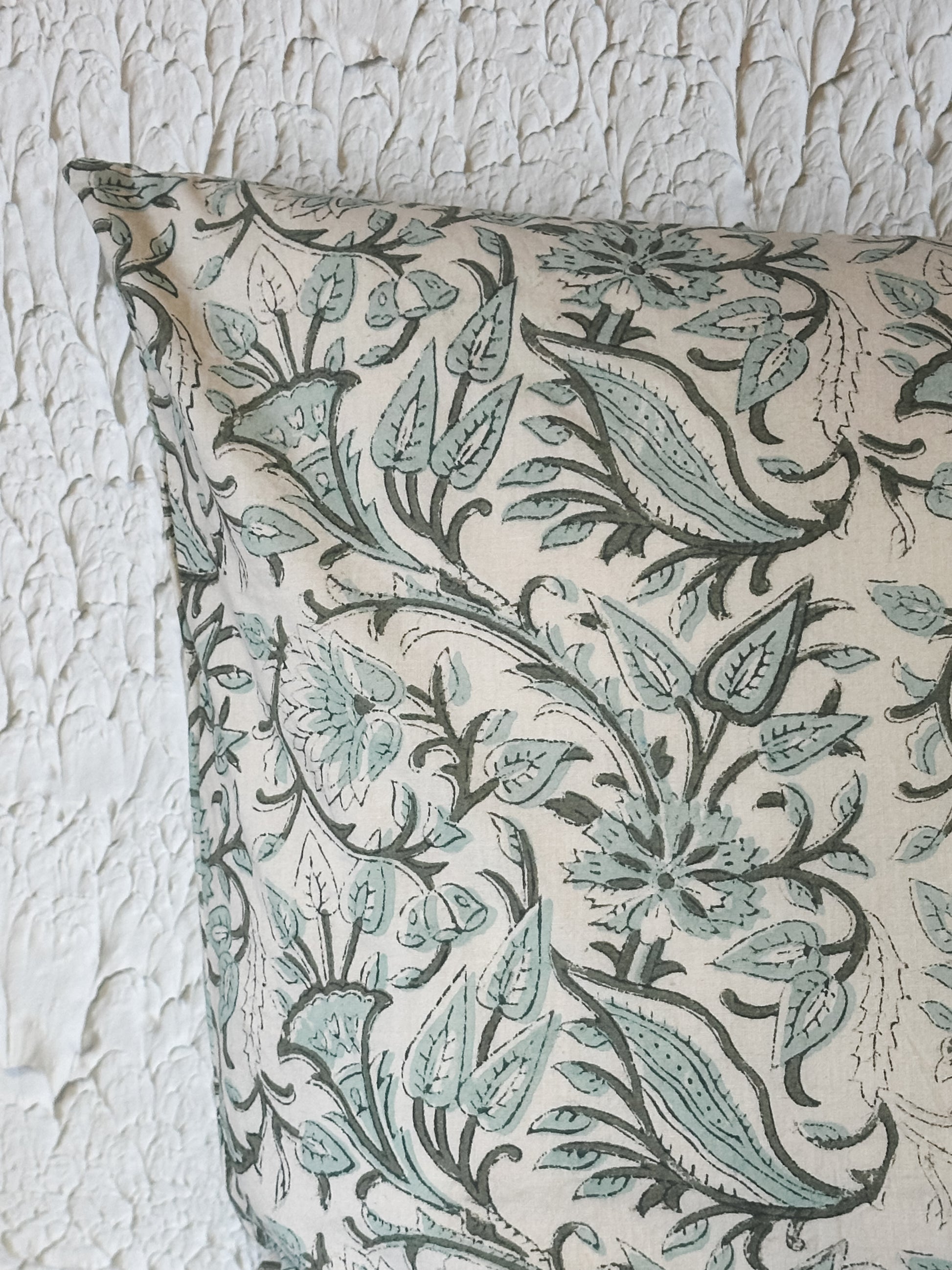 20" Rupi Organic Cotton Hand-Block Print Pillow at the Rustic Barn in Killingworth, CT