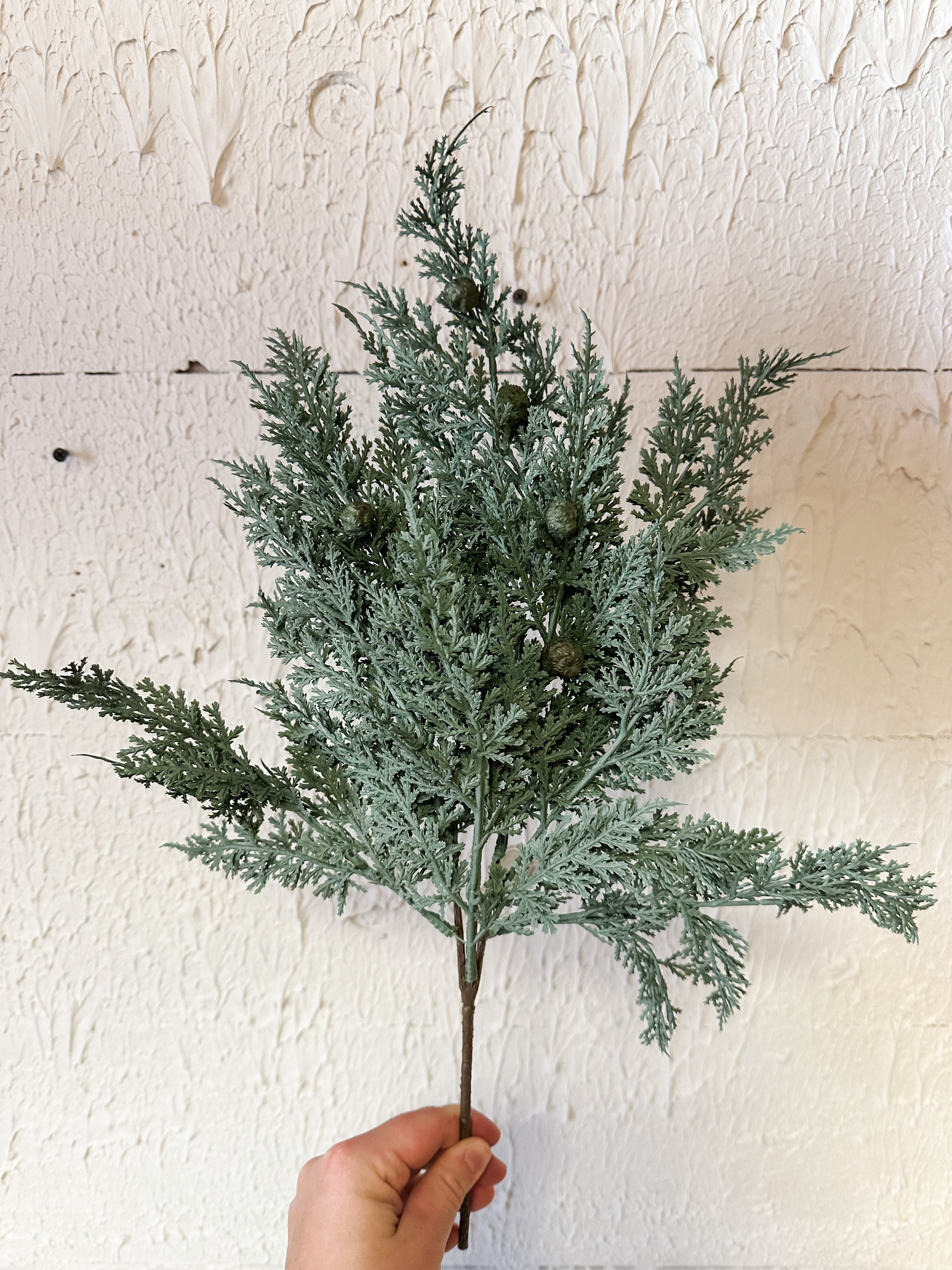20 inch soft real touch juniper spray at The Rustic Barn in Killingworth CT
