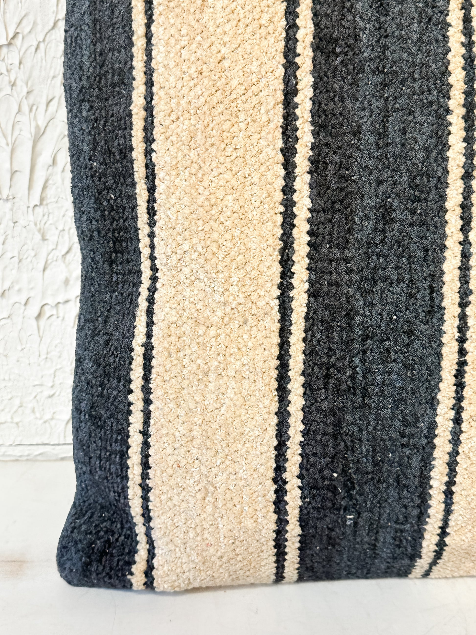 20 inch square cotton blend chenille pillow with stripes at The Rustic Barn in Killingworth CT