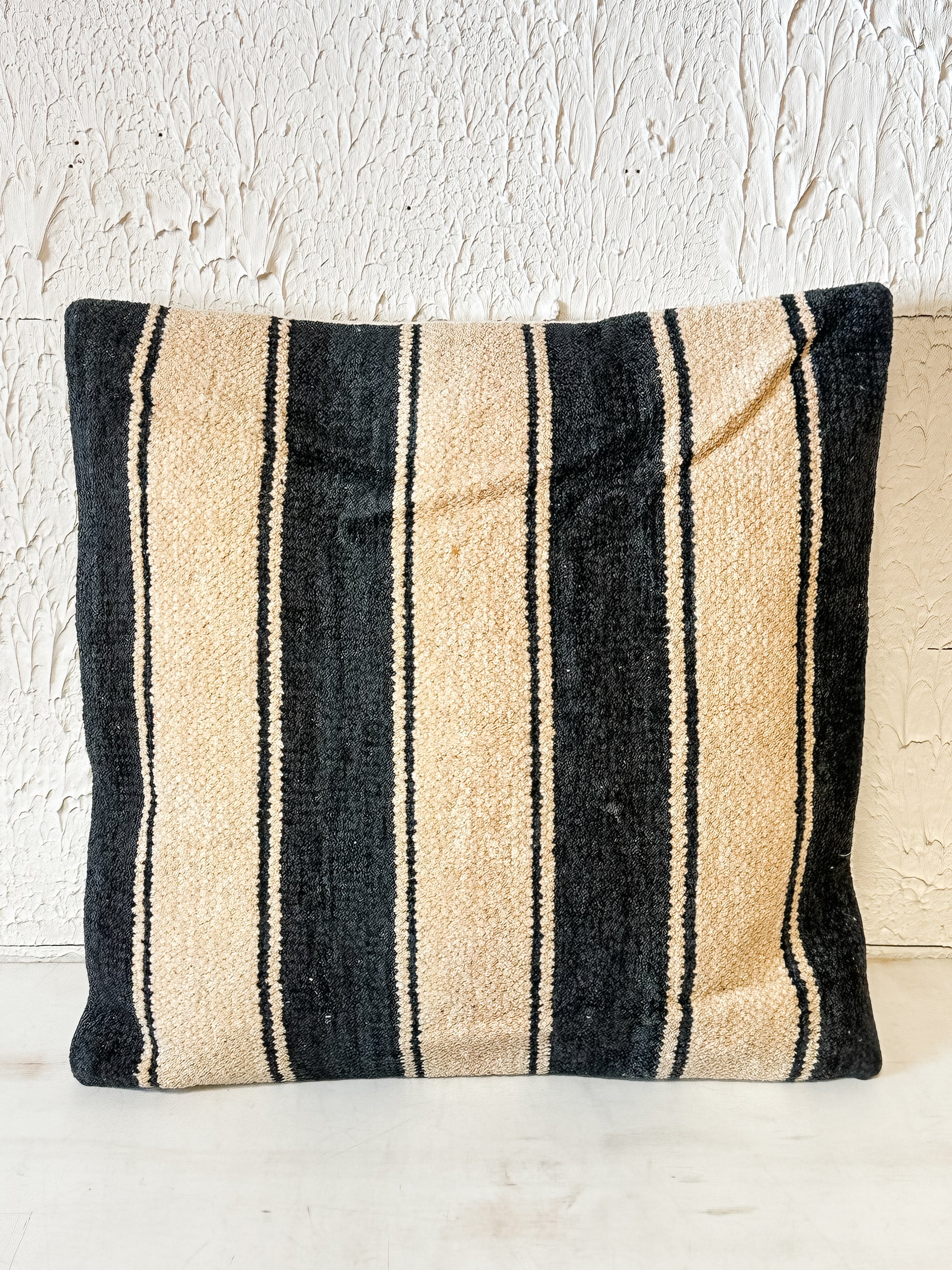 20 inch square cotton blend chenille pillow with stripes at The Rustic Barn in Killingworth CT