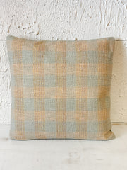 20 inch square hand-woven cotton pillow with plaid print at The Rustic Barn in Killingworth CT