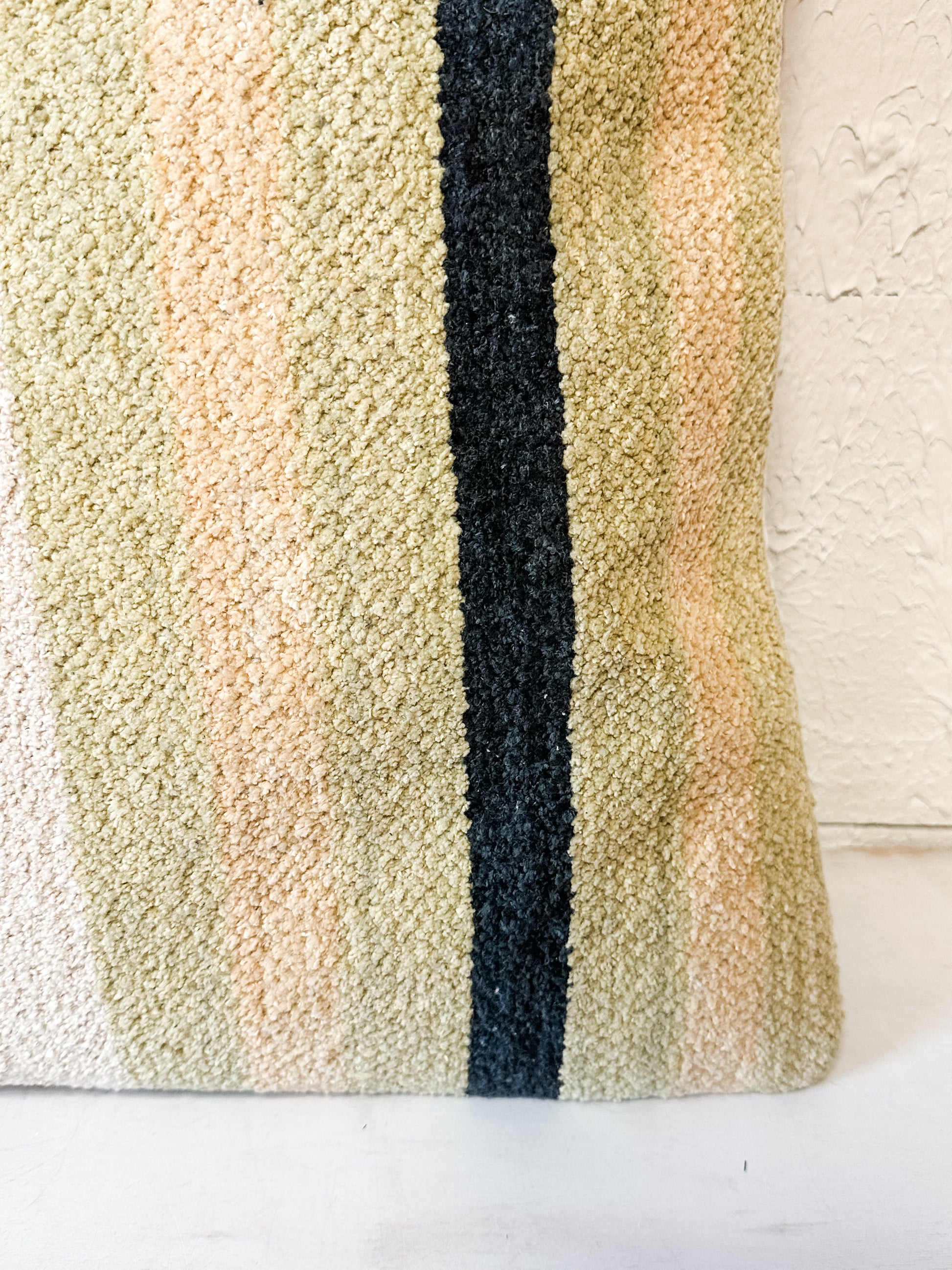 20 inch square woven cotton blend chenille pillow with stripes at The Rustic Barn in Killingworth CT