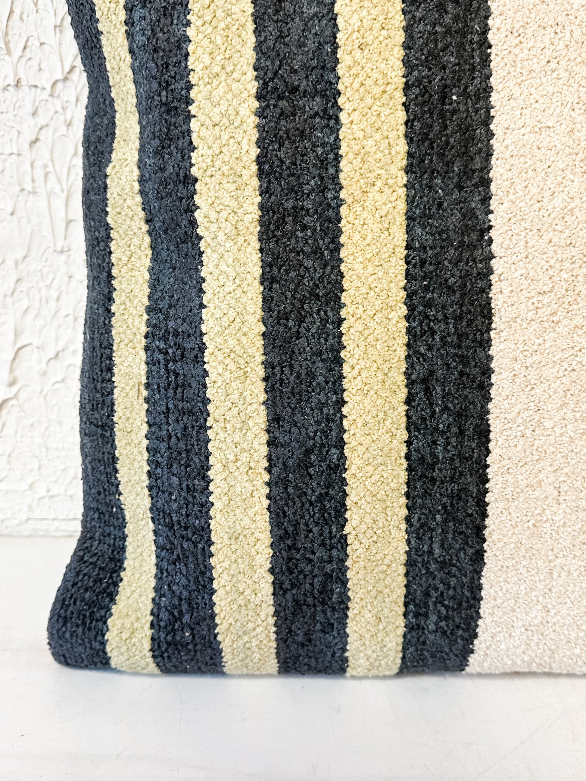 20 inch square woven cotton blend chenille pillow with stripes at The Rustic Barn in Killingworth CT