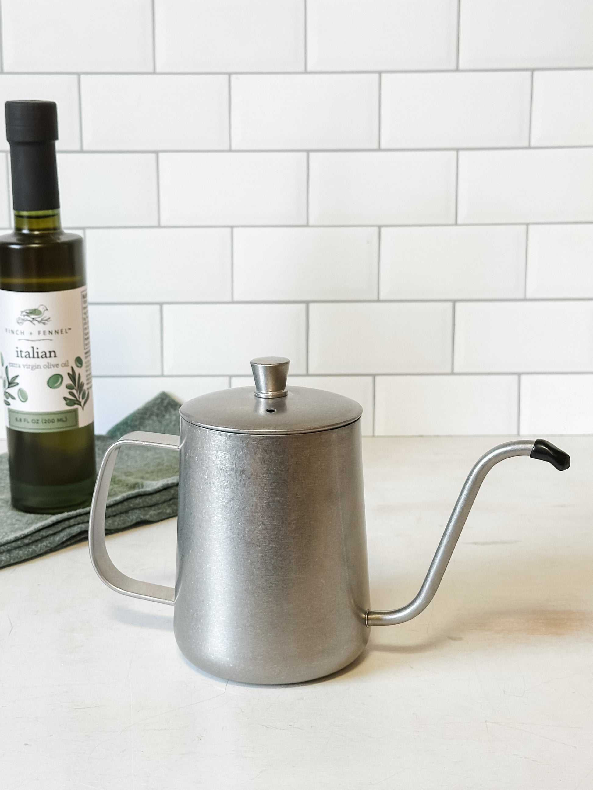stainless steel olive oil cruet at the rustic barn in Killingworth ct