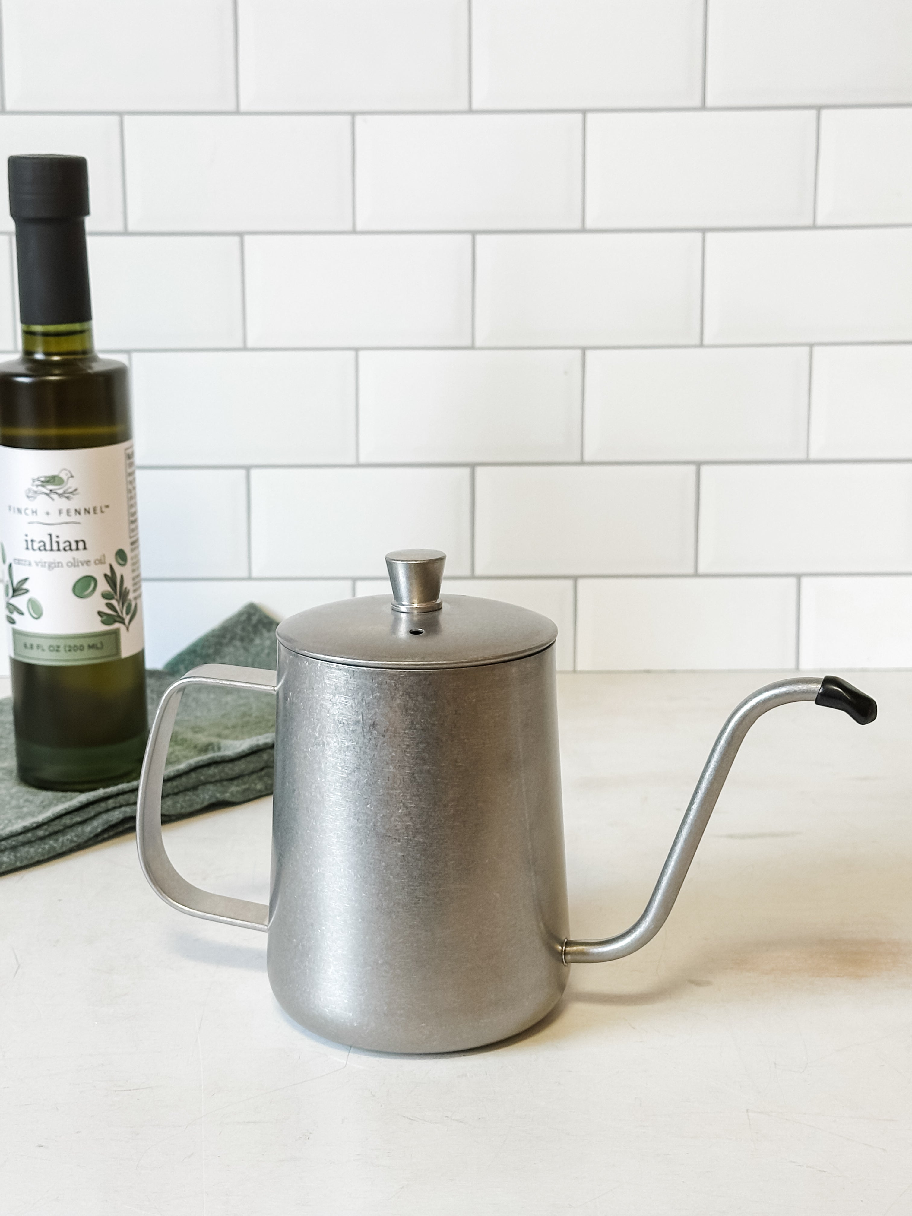 stainless steel olive oil cruet at the rustic barn in Killingworth ct