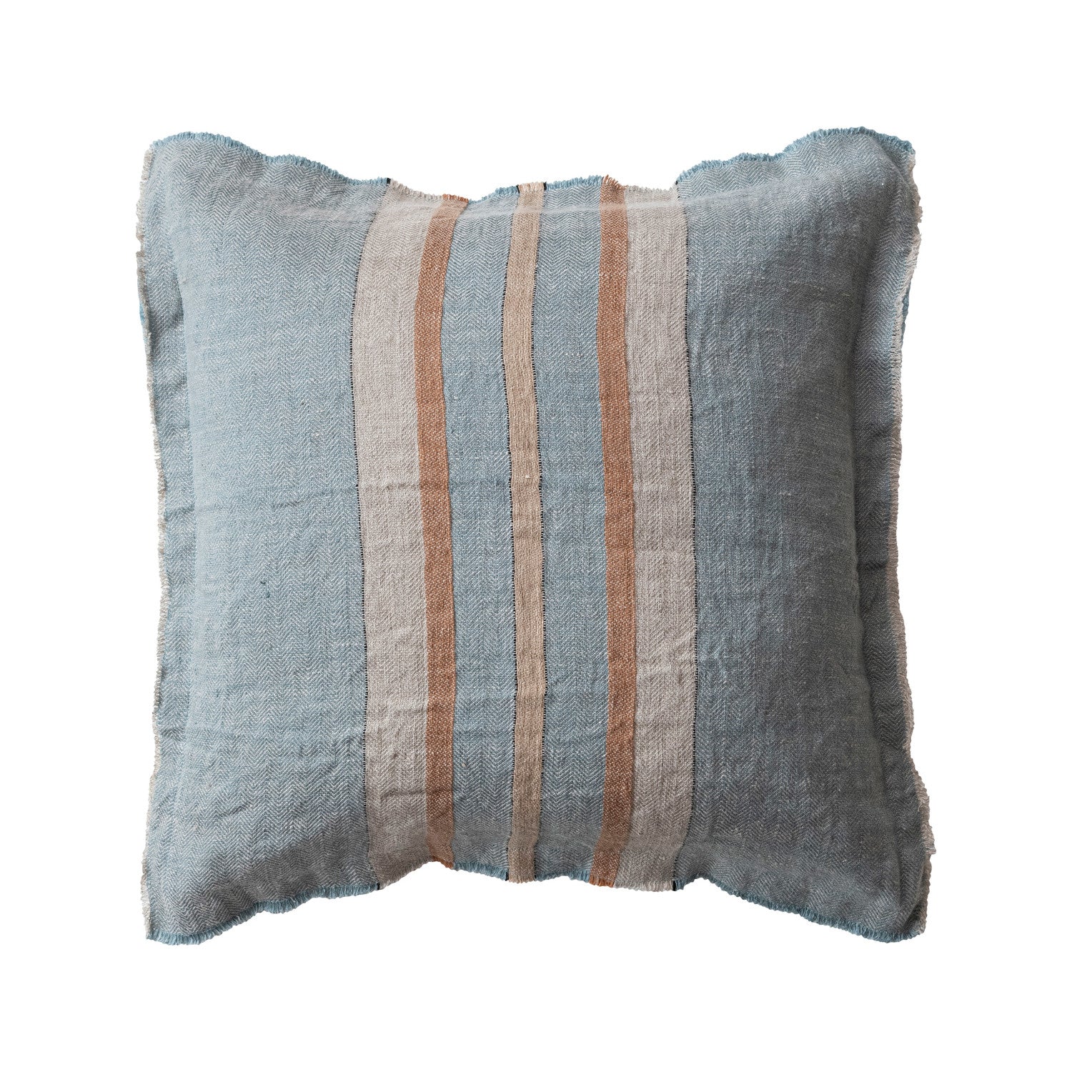 20" Linen Striped Pillow, Blue
