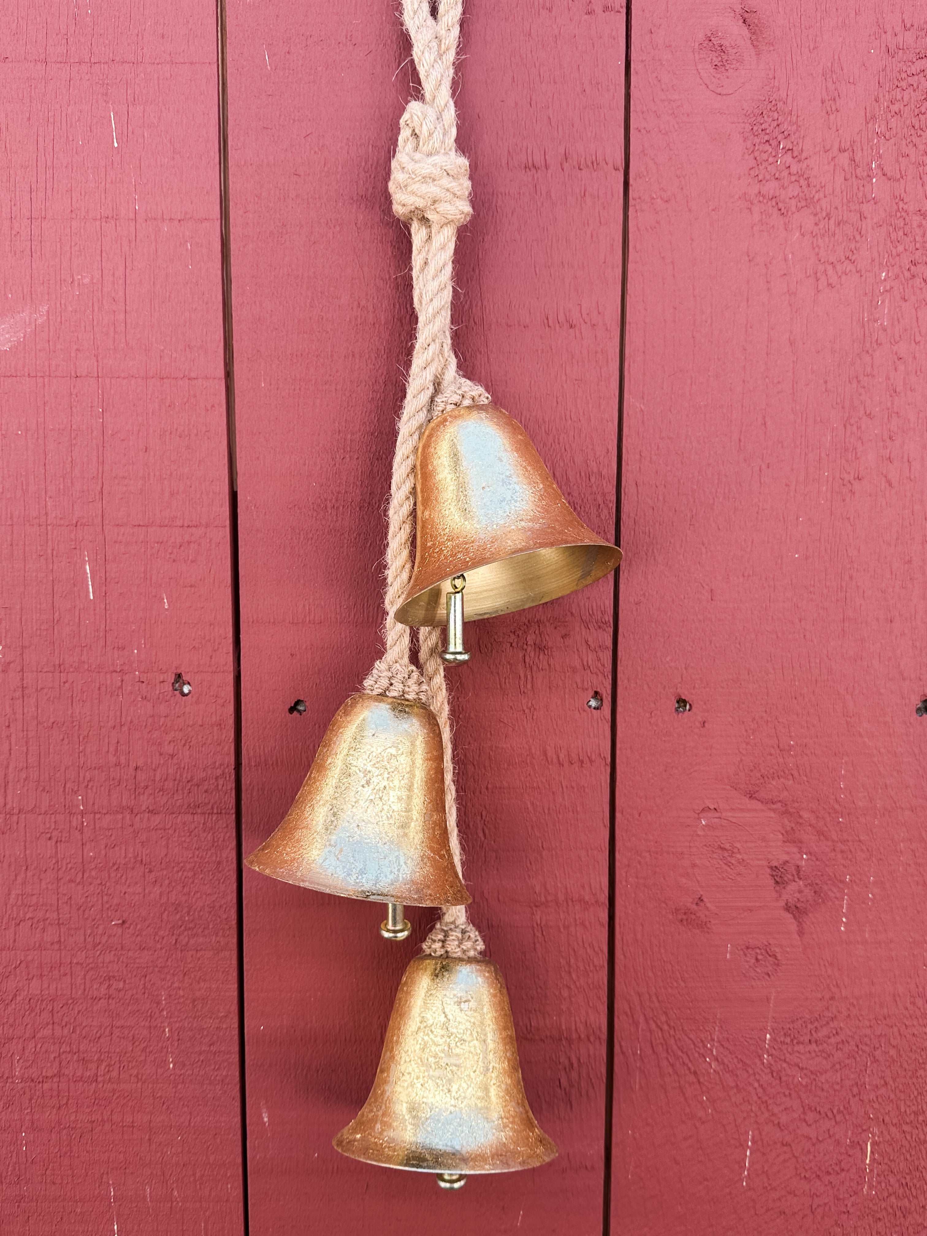 21 inch bell ornament antique gold finish at The Rustic Barn in Killingworth CT
