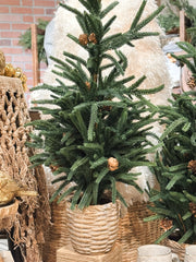 24 inch faux pine tree in cement pot at The Rustic Barn in Killingworth CT