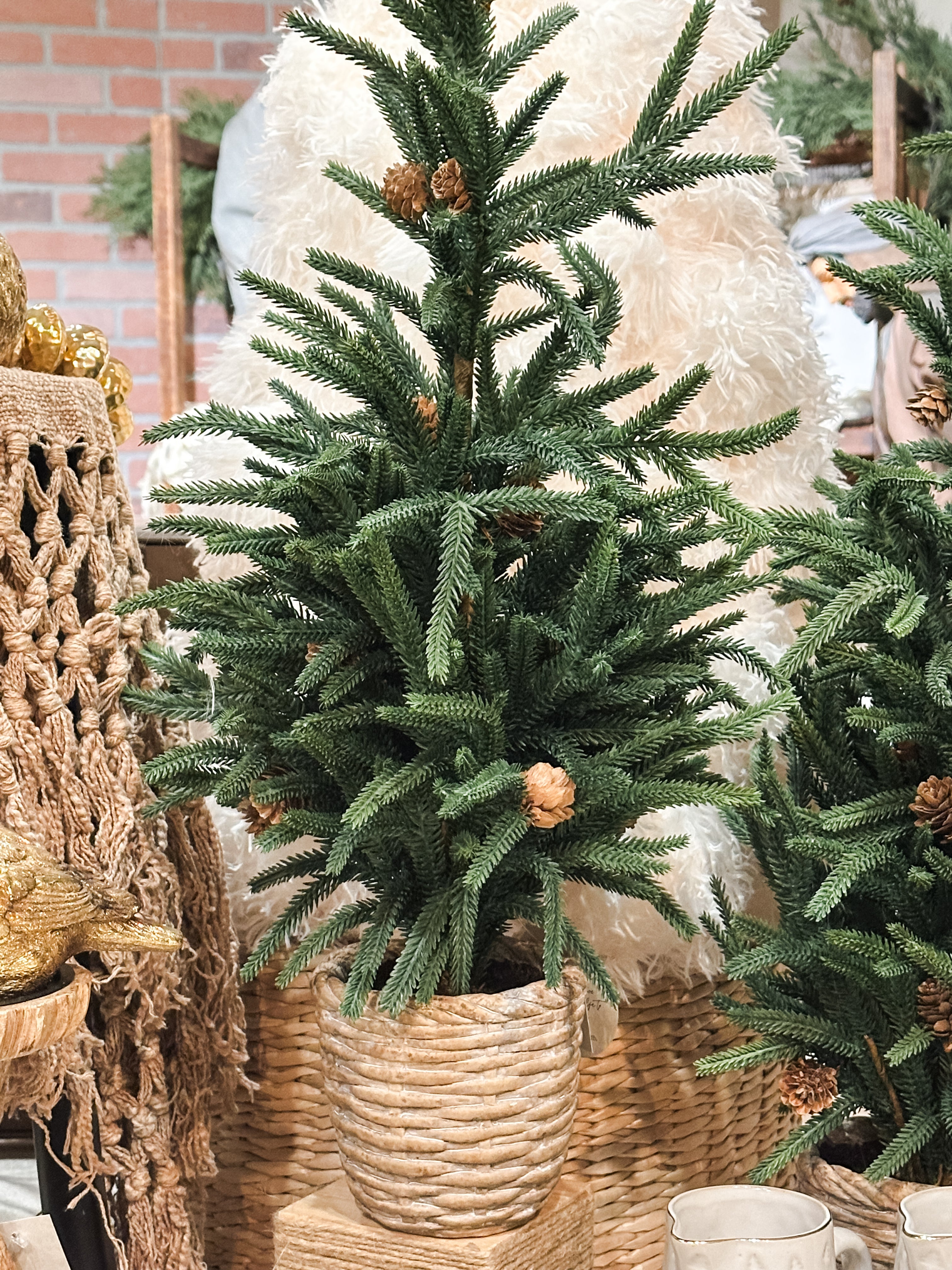 24 inch faux pine tree in cement pot at The Rustic Barn in Killingworth CT