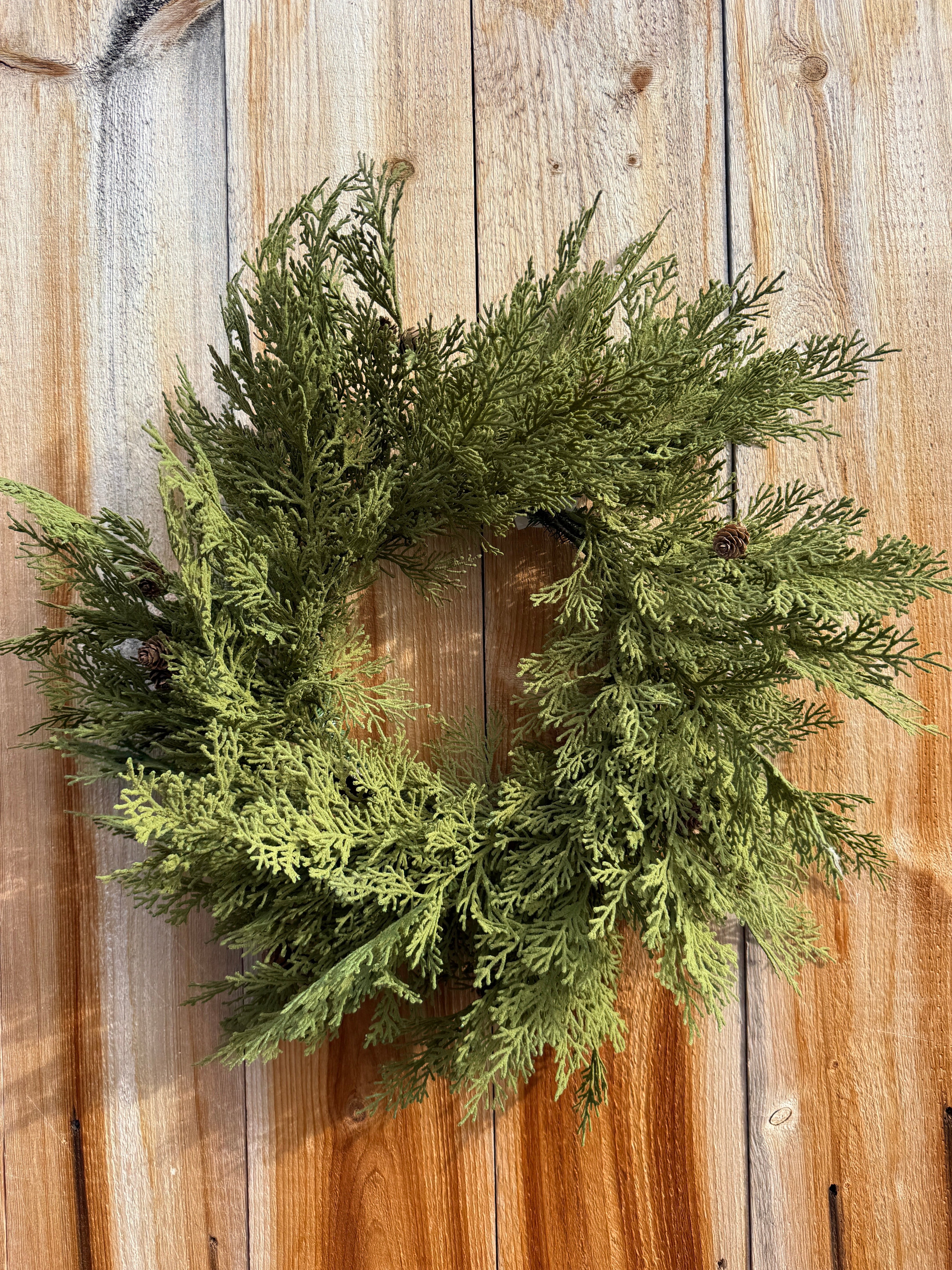 24 inch north rim hemlock wreath at The Rustic Barn in Killingworth CT