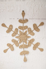 bohemian oversized natural woven hanging or wall decor snowflake for christmas for sale at the rustic barn in Killingworth CT