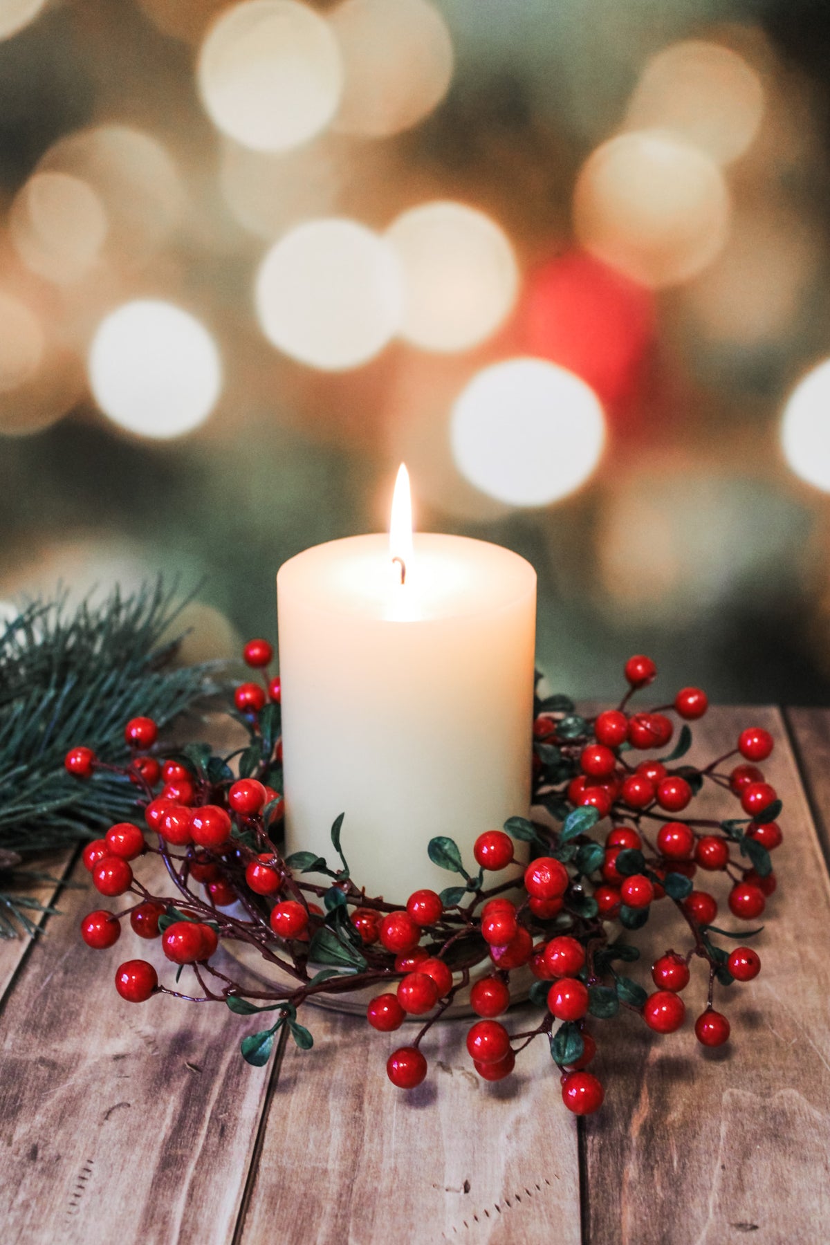 3 inch mini red berry candle ring festive design for christmas for sale at the rustic barn in killingworth, CT