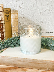 4 inch clear glass chevron flameless candle at the rustic barn in killingworth ct