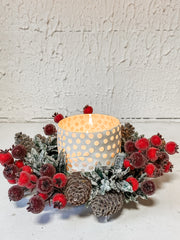 4 inch faux sugar laurel candle ring at The Rustic Barn in Killingworth CT