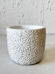 4" White Daisy Cement Planter at the Rustic Barn in Killingworth, CT