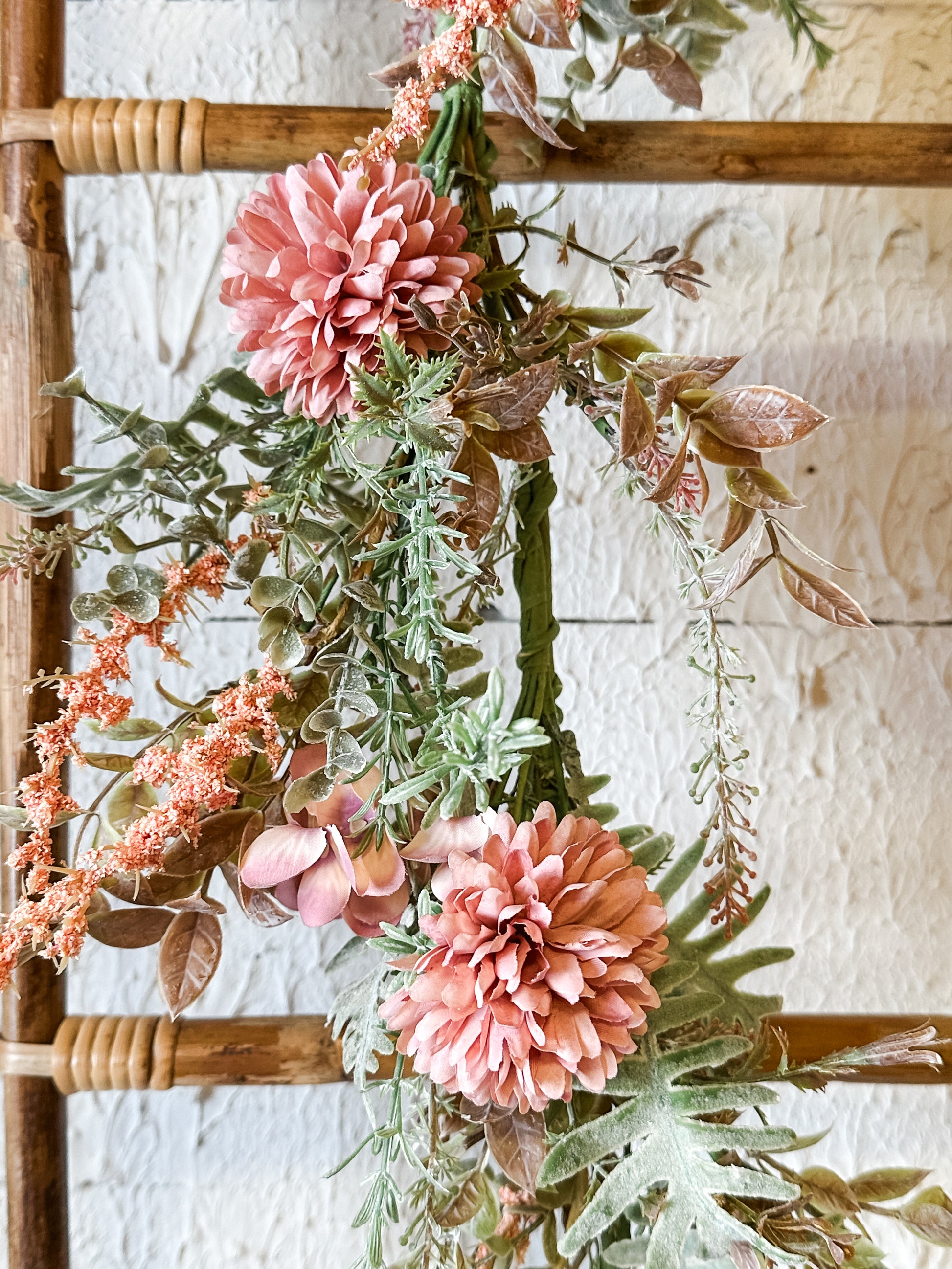 5' Midsummer Blooms Pink Floral Garland at the Rustic Barn in Killingworth, CT