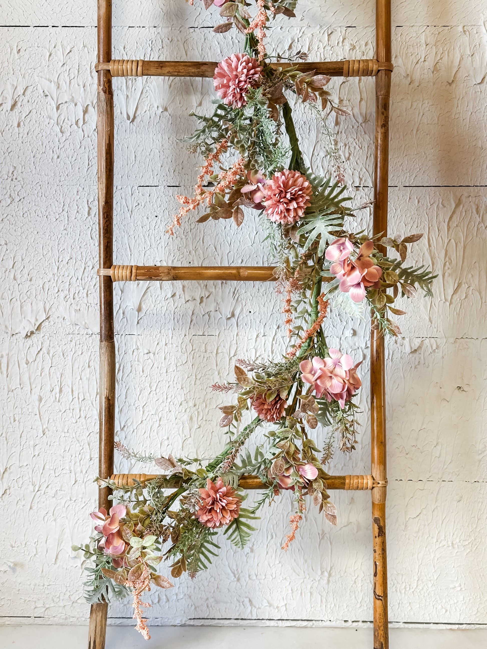 5' Midsummer Blooms Pink Floral Garland at the Rustic Barn in Killingworth, CT