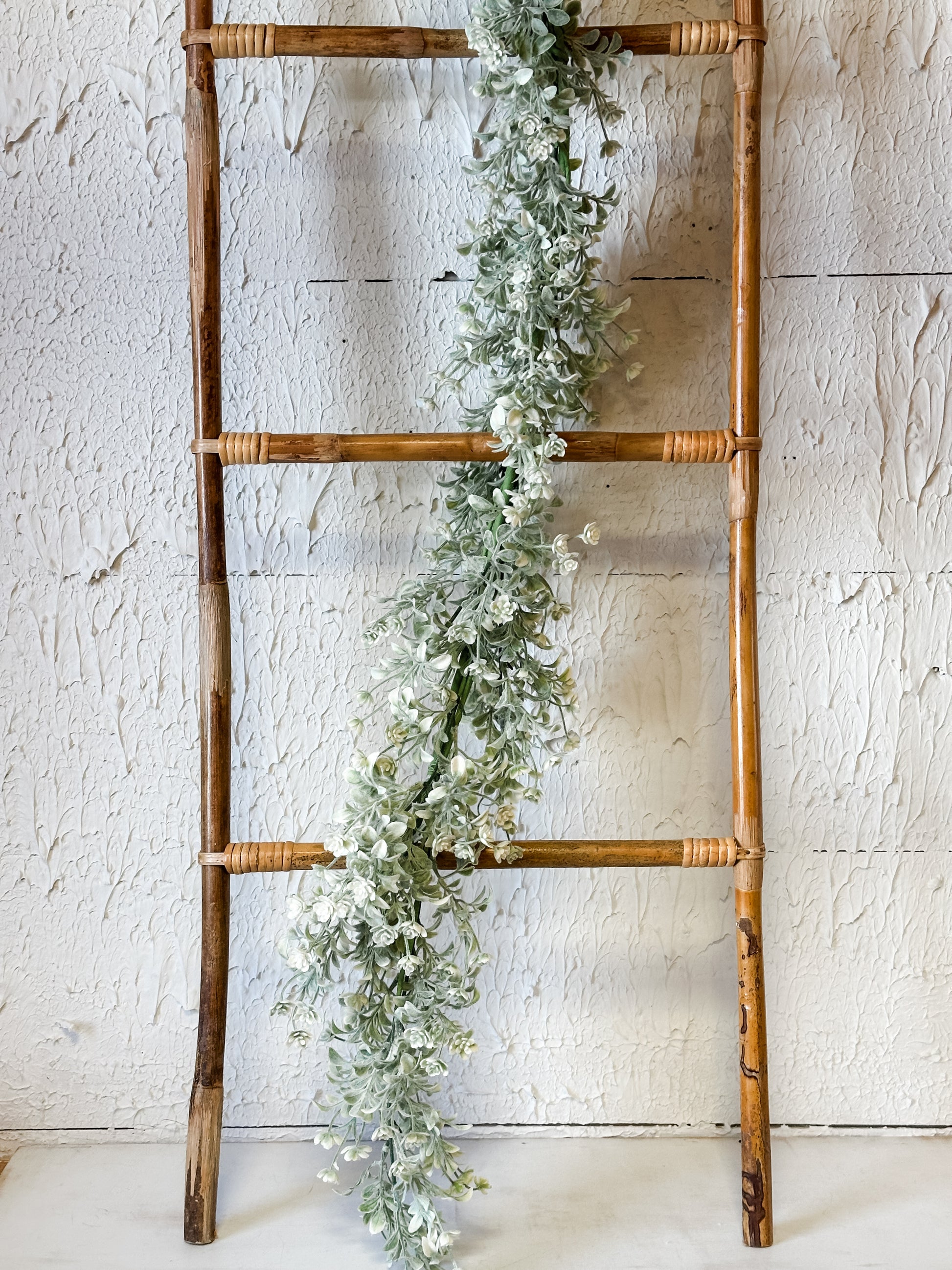 5’ Miramar Rosette & Flocked Greenery Spring Garland at the Rustic Barn in Killingworth, CT