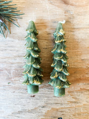 5 inch unscented tree shaped candles with gold tips at the rustic barn in Killingworth ct