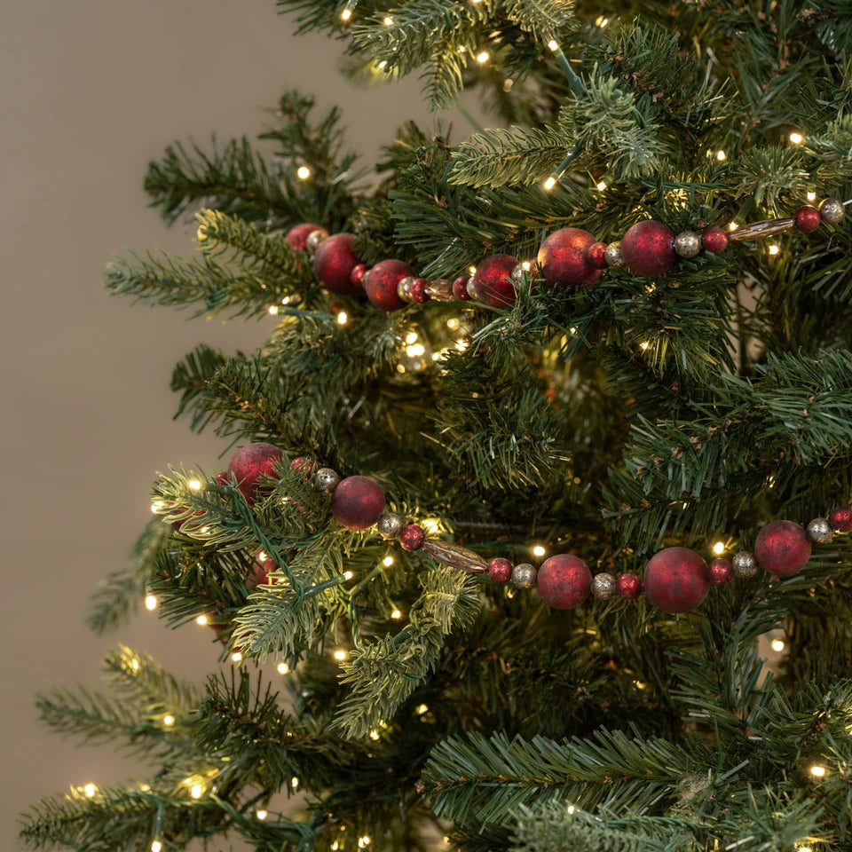 6 feet garnet plastic beaded christmas garland at the rustic barn in killingworth ct