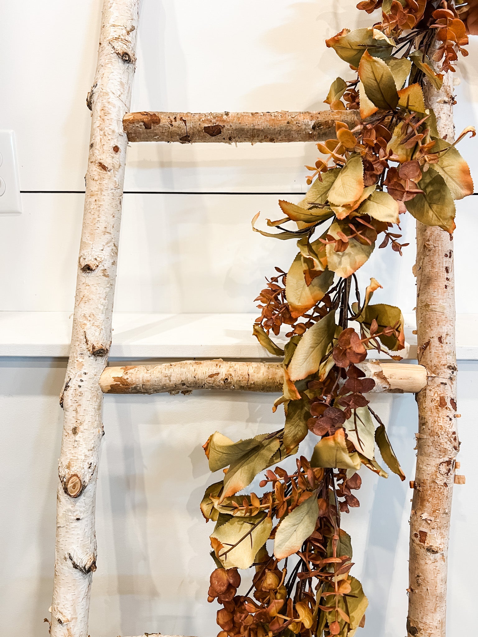 6' long brown eucalyptus and laurel leaf fall garland at the rustic barn in killingworth ct