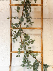 6 foot faux green eucalyptus garland with glitter at The Rustic Barn in Killingworth CT