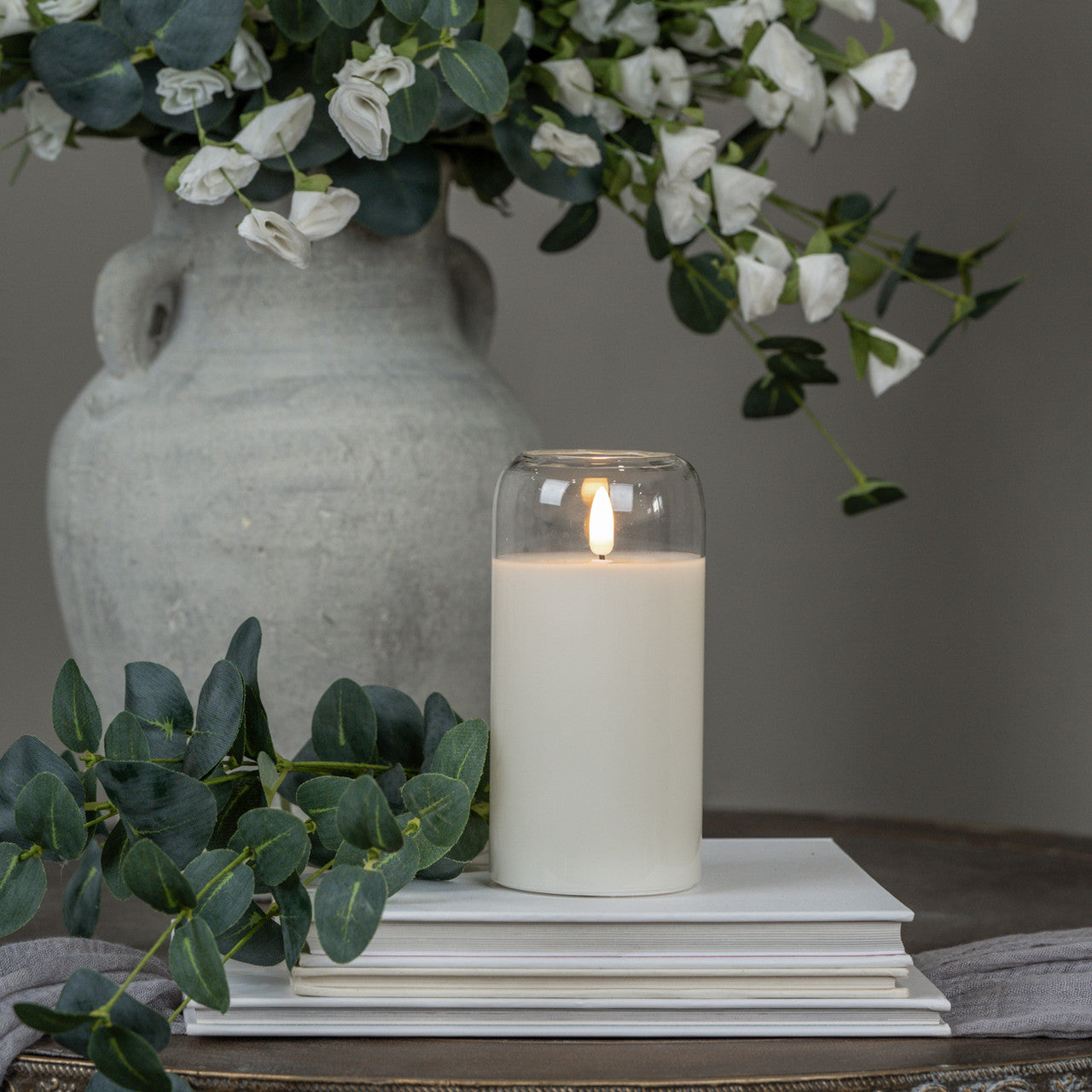 Modern Arched Glass 3D Moving Flame LED Candle