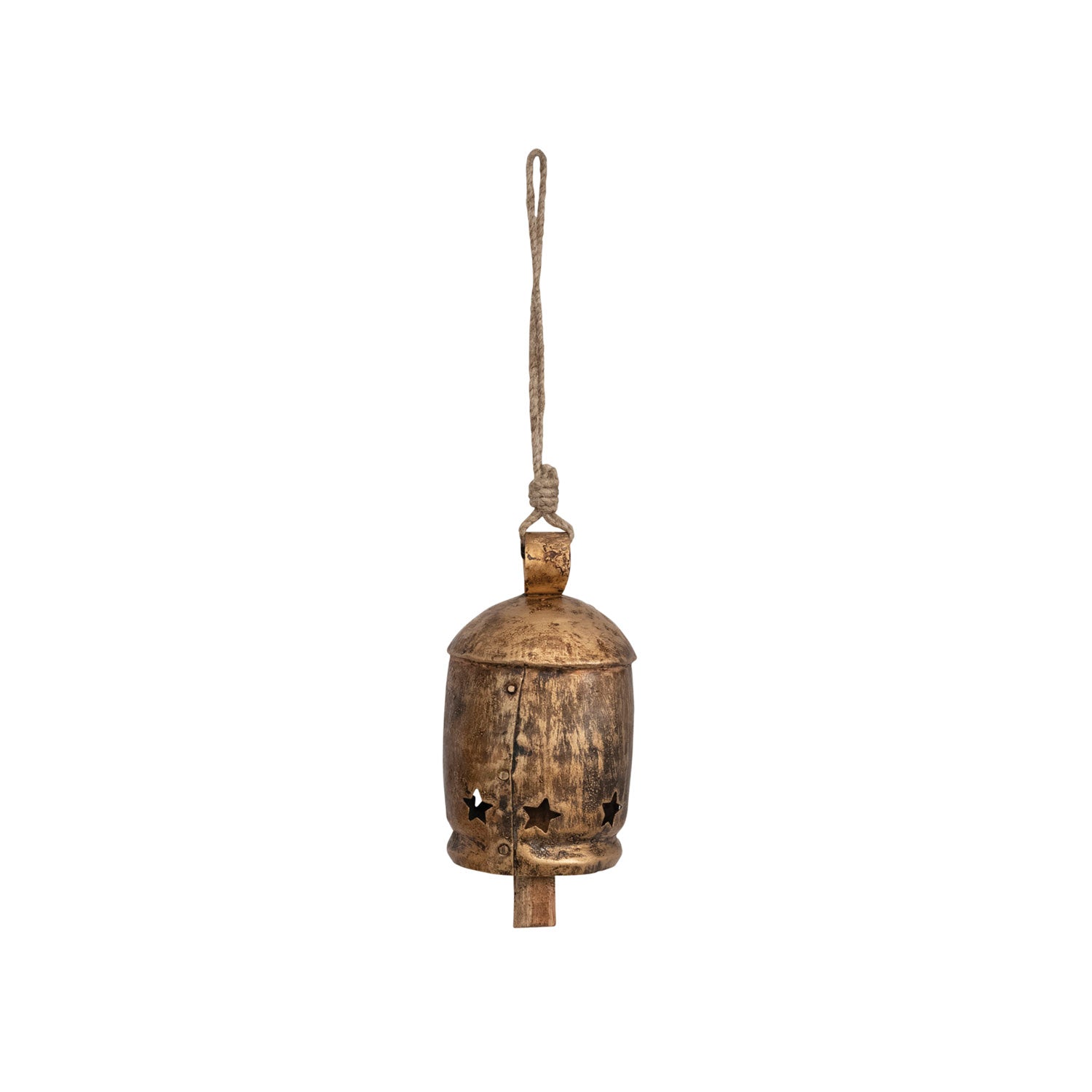 6" Gold Metal Bell On Jute Rope