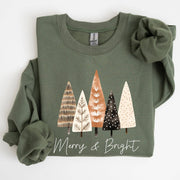 Merry & Bright Hygge Christmas Trees | Ultra-Soft Festive Crewneck Sweatshirt