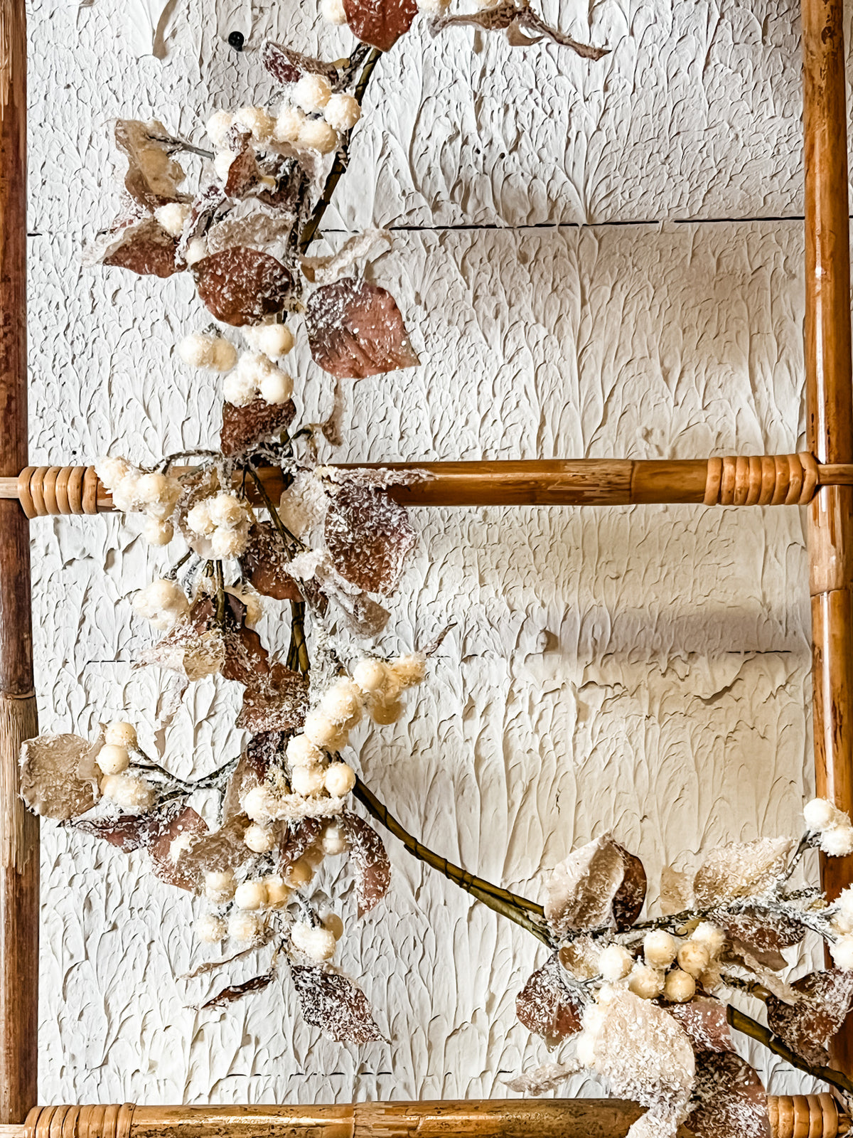 72 inch snow dusted berry white garland at the rustic barn in killingworth ct